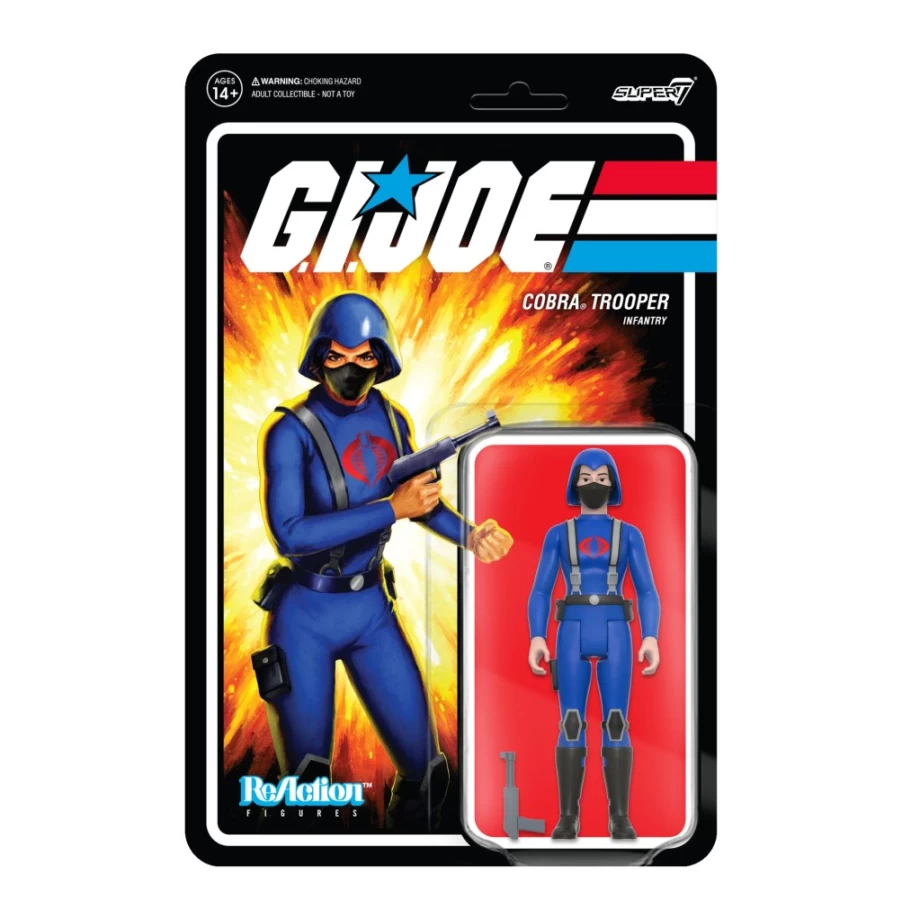 Super7 G.I. Joe Reaction Series Wave 4 Cobra Female Trooper Action Figure with Short Black Hair & Pink Accents