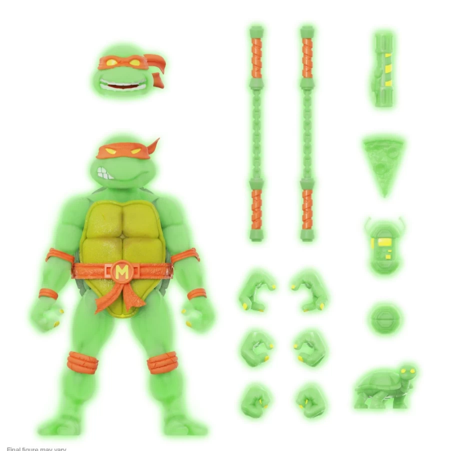 Super7 Teenage Mutant Ninja Turtles Ultimates Michelangelo Action Figure with Mutagen Ooze Glow Effect (Pre-Order Exclusive)