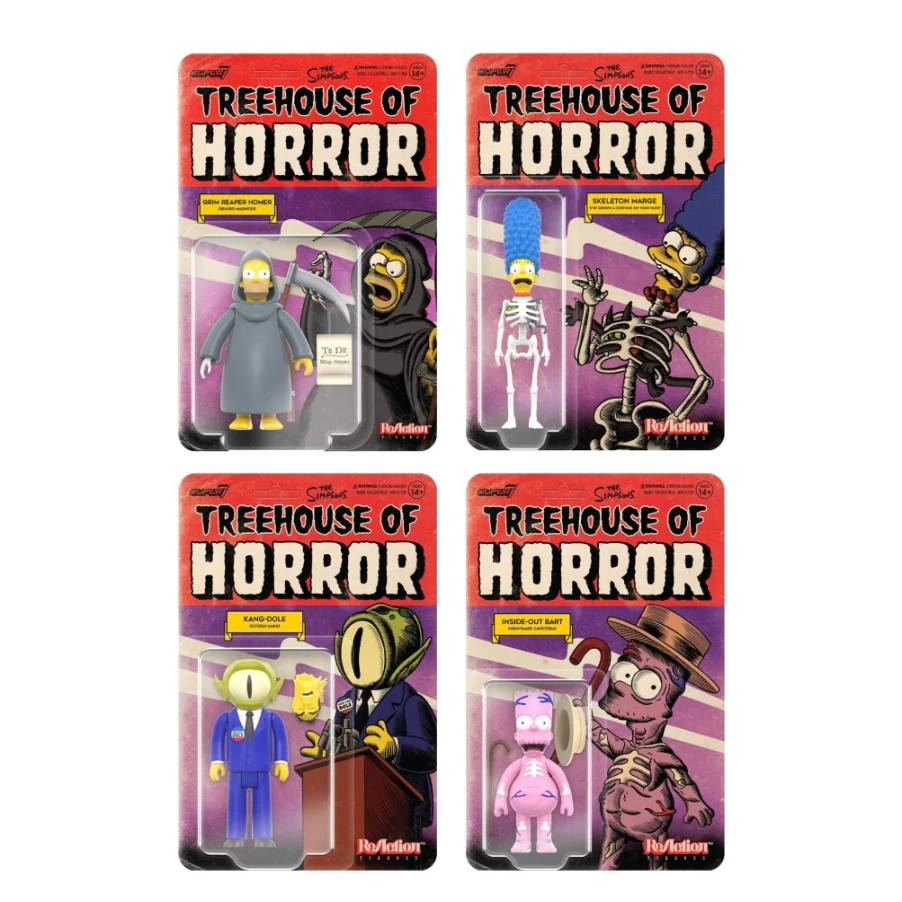 Super7 The Simpsons Treehouse of Horror Wave 3 Reaction Figures - 4-Piece Collectible Set