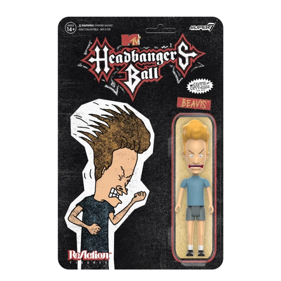 Super7 Beavis And Butthead Reaction Wave 3 Beavis Headbanger's Ball Action Figure
