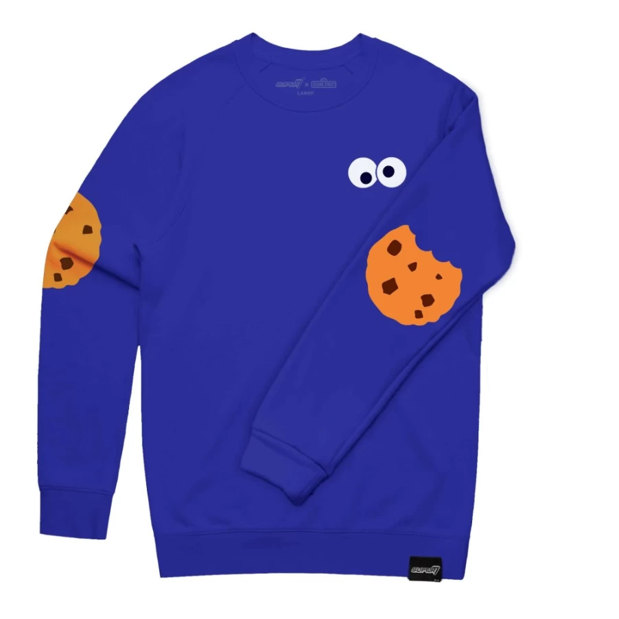 Super7 Cookie Monster Sesame Street Crewneck Sweatshirt - Official Licensed Merchandise