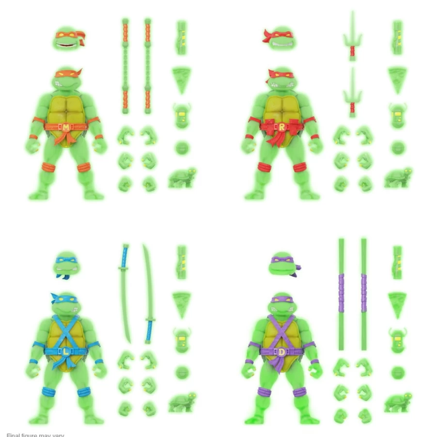 Super7 Exclusive Teenage Mutant Ninja Turtles Ultimates Mutagen Ooze Glow-in-the-Dark Action Figures