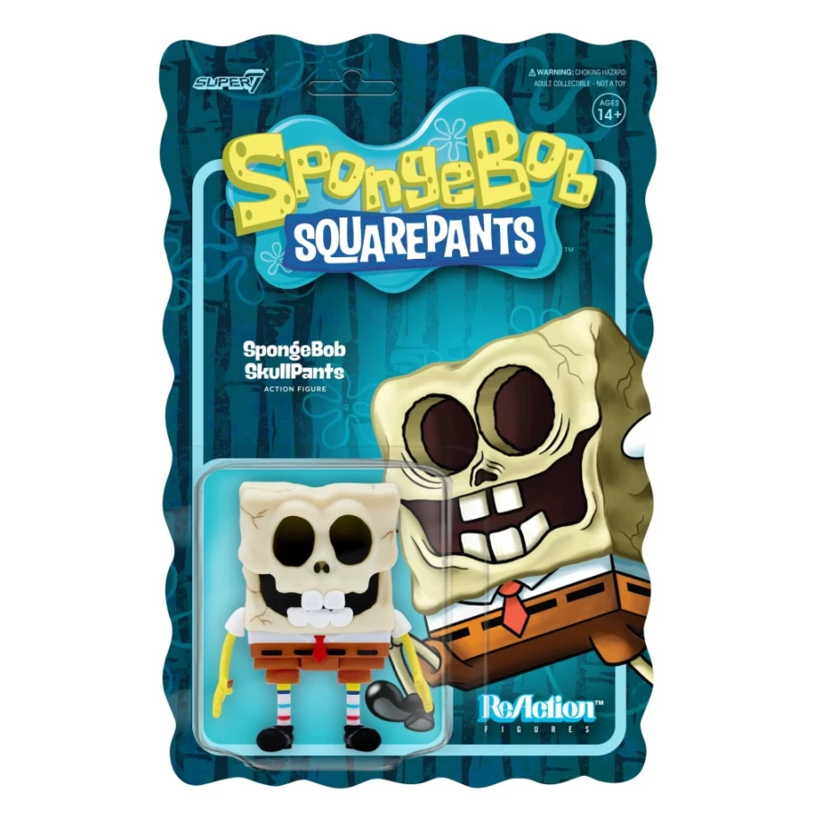 Super7 Spongebob Squarepants Reaction Wave 2 Action Figure - Spongebob Skullpants Collectible Toy