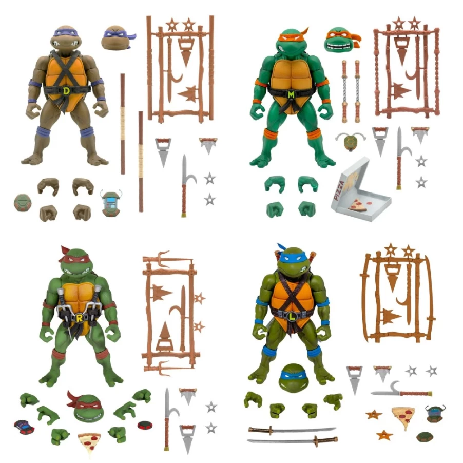 Super7 Teenage Mutant Ninja Turtles Ultimates! Raphael, Leonardo, Michelangelo & Donatello Action Figures Set
