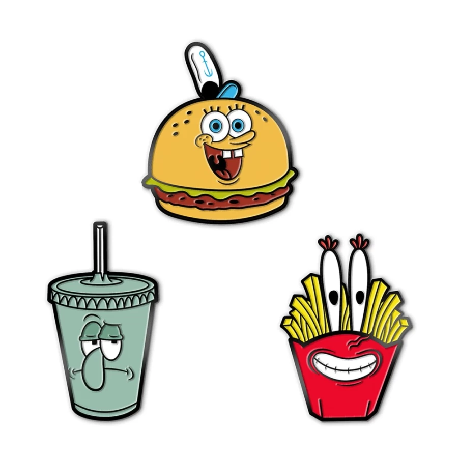 Super7 Spongebob Squarepants Krusty Krab Meal Enamel Pin Set - Collectible Cartoon Character Pins