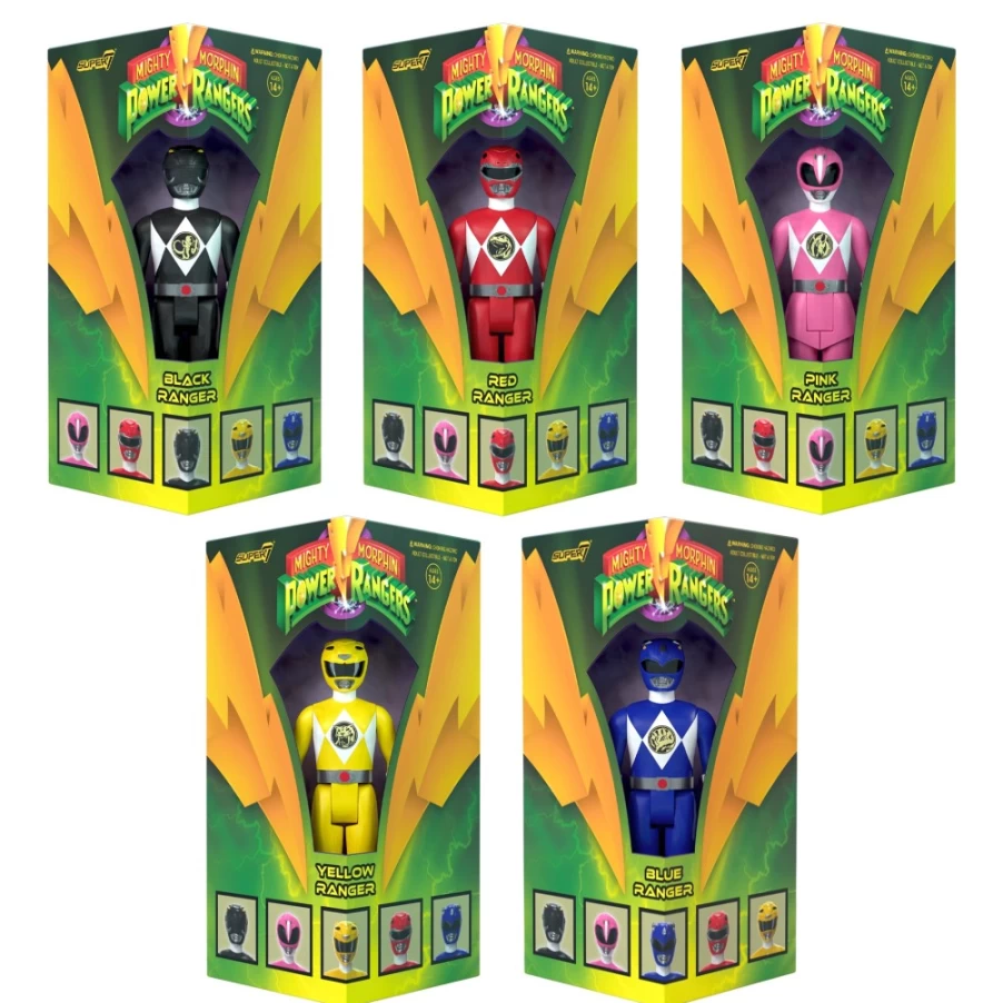 Super7 Mighty Morphin Power Rangers Reaction Action Figure 5-Pack Triangle Box Set