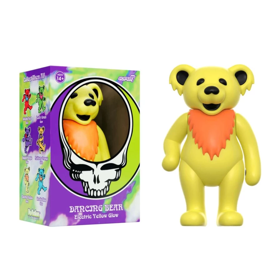 Super7 Grateful Dead Dancing Bear Glow in The Dark Action Figure - Electric Yellow Collectible Toy