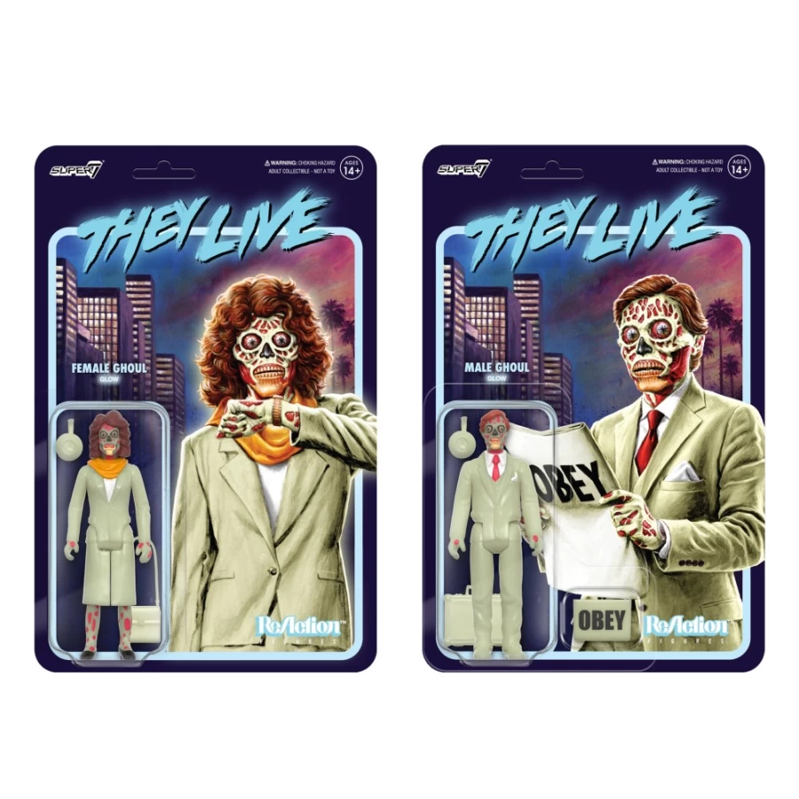 Super7 They Live Reaction Wave 2 Glow in The Dark Full Action Figure Set