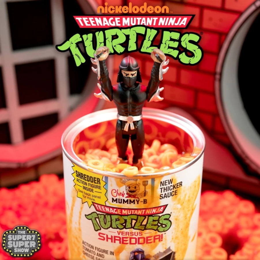 Super7 Teenage Mutant Ninja Turtles SDCC 2023 Exclusive Shredder Action Figure in Pasta Can Packaging