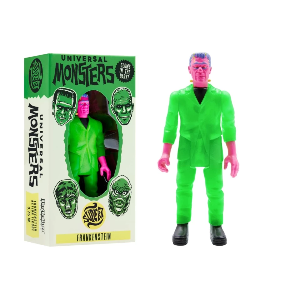 Super7 Universal Monsters Glow-In-The-Dark Frankenstein Reaction Figure - Collectible Toy