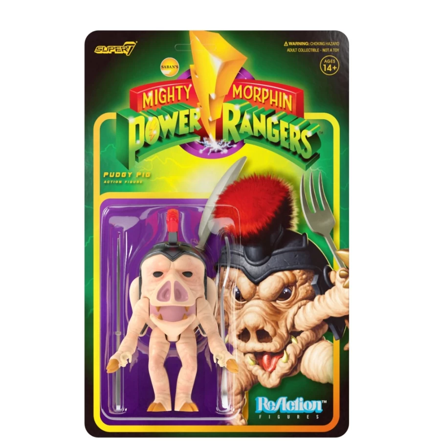 Super7 Mighty Morphin Power Rangers Reaction Figure Wave 1 - Pudgy Pig Collectible Action Figure