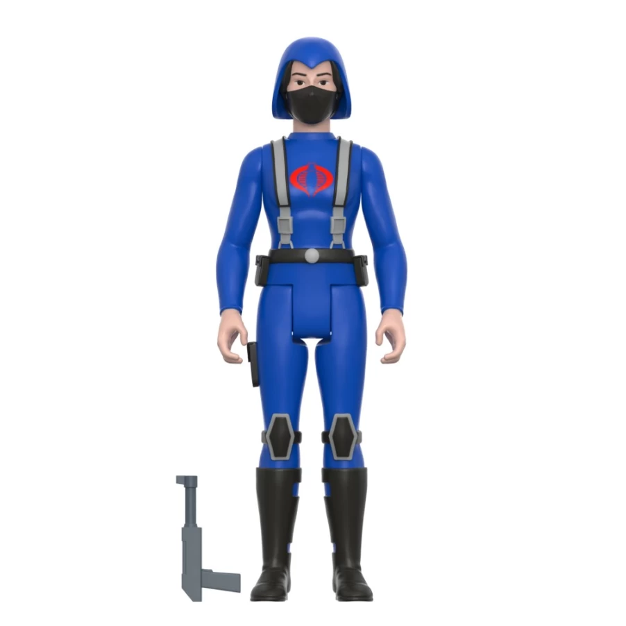 Super7 G.I. Joe Reaction Series Wave 4 Cobra Female Trooper Action Figure with Short Black Hair & Pink Accents