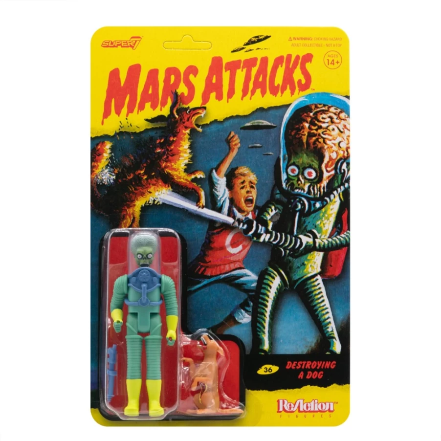 Super7 Mars Attacks Alien Invader Reaction Figure - Destroying Dog Scene Collectible