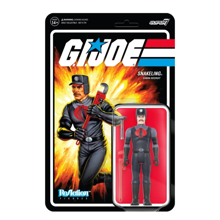 Super7 G.I. Joe Reaction Figures Wave 3 - Cobra Snakeling Factory Worker with Mustache (Pink) Action Figure