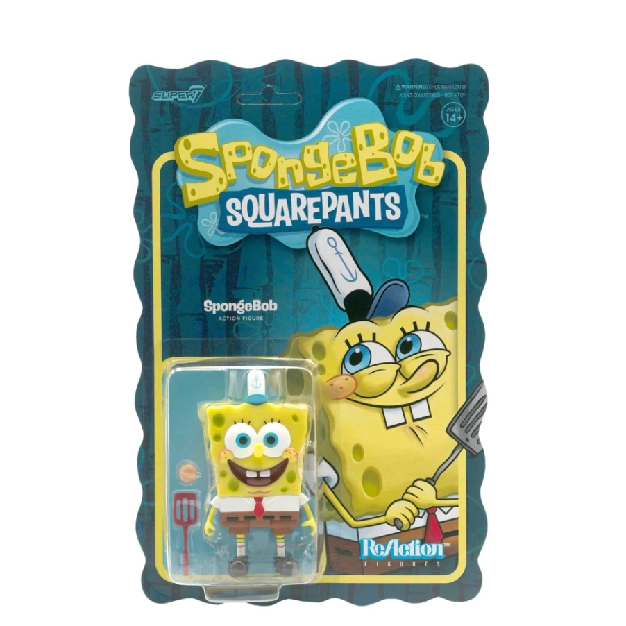 Super7 Spongebob Squarepants Reaction Wave 1 Action Figure - Collectible Cartoon Character Toy