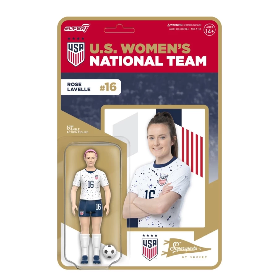 Super7 Uswnt Soccer Reaction Wave 2 Rose Lavelle Alternate Kit Collectible Figure