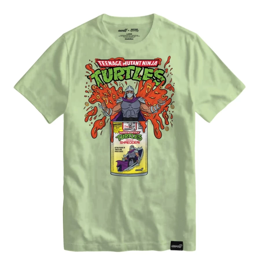Super7 Teenage Mutant Ninja Turtles Shredder & Pasta Can Graphic T-Shirt for TMNT Fans