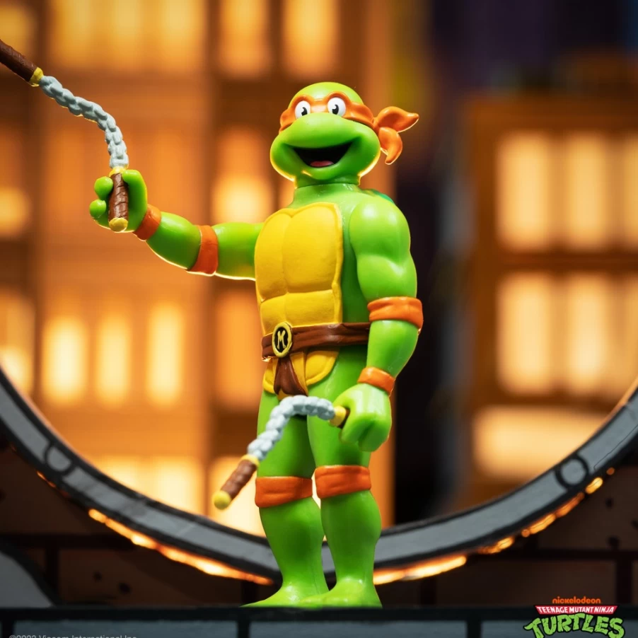 Super7 Teenage Mutant Ninja Turtles Reaction Wave 7 Michelangelo Action Figure - Classic Toon Version