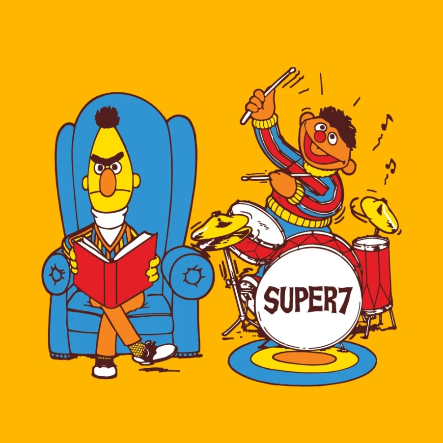 Super7 Sesame Street Bert & Ernie Graphic T-Shirt - Official Licensed Tee