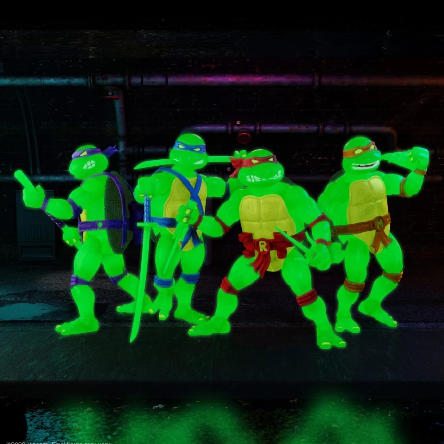 Super7 Exclusive Teenage Mutant Ninja Turtles Ultimates Mutagen Ooze Glow-in-the-Dark Action Figures