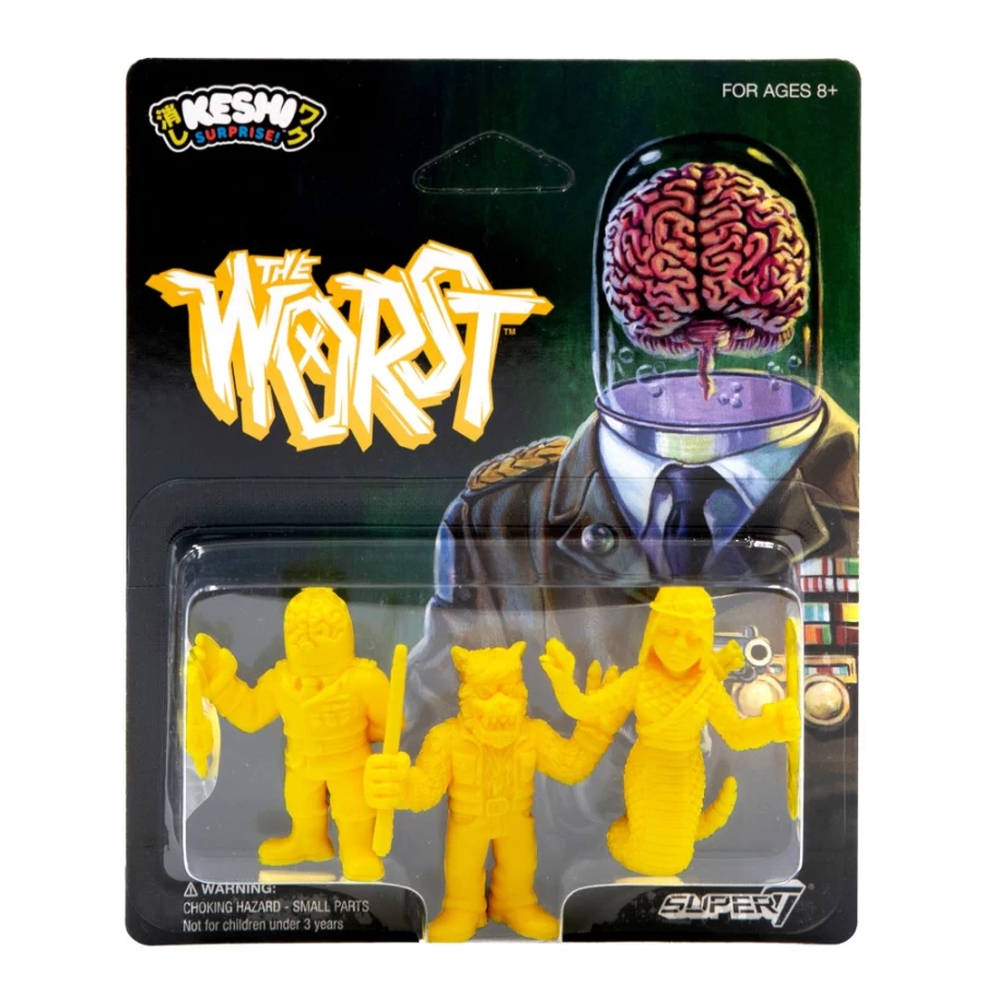 Super7 Keshi Pack B: Shedusa, Werewolf Biker & Cortex Commander Action Figures (Yellow)