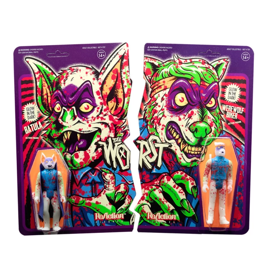 Super7 The Worst Friday The 13th Reaction Figures - Werewolf Biker & Batula Collectible Set