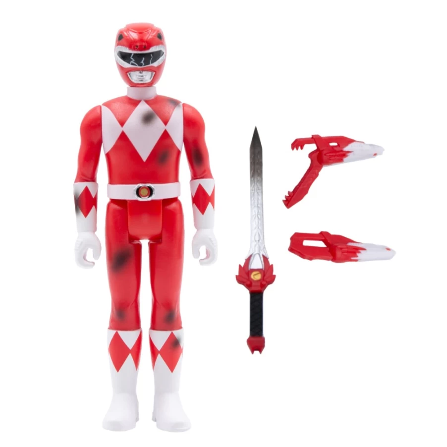 Super7 Mighty Morphin Power Rangers Red Ranger Battle Damaged Action Figure Collectible