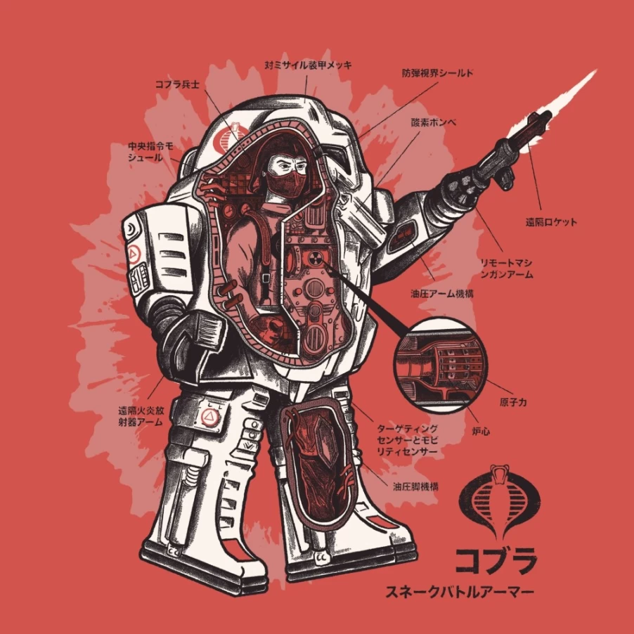 Super7 G.I. Joe Snake Eyes Armor Graphic Vintage T-Shirt for Men