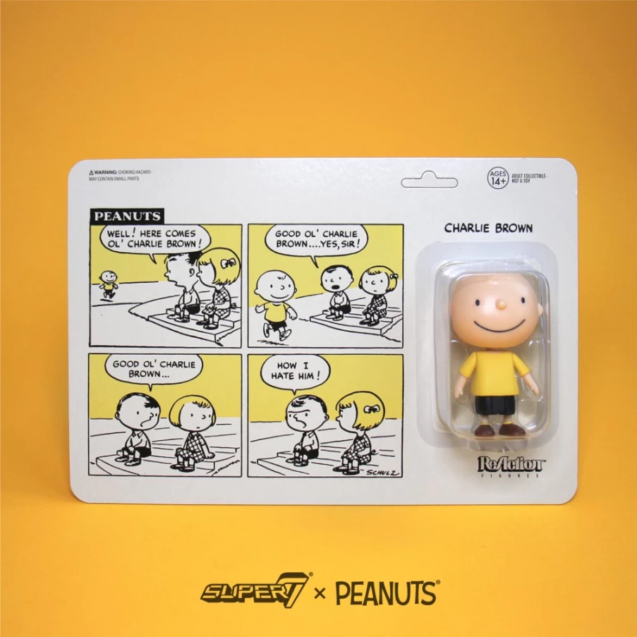 Super7 Charlie Brown Peanuts Reaction Figure - Classic Collectible Toy