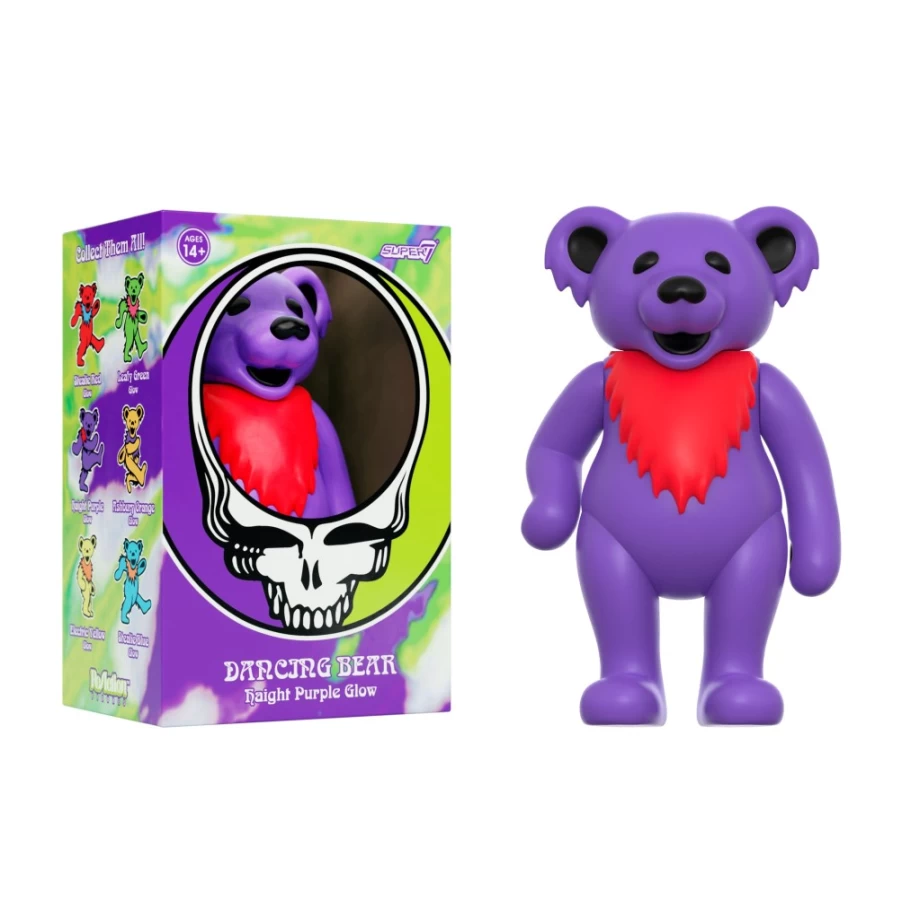 Super7 Grateful Dead Dancing Bear Glow in The Dark Reaction Figure - Haight Purple Collectible Toy
