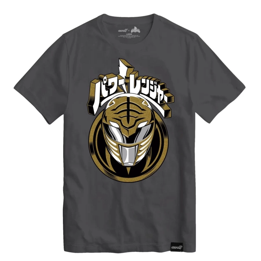 Super7 Mighty Morphin Power Rangers White Ranger Helmet Graphic T-Shirt for Adults