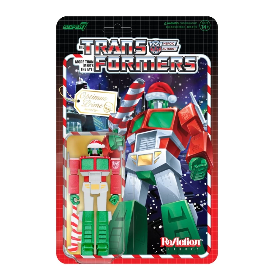 Super7 Transformers Reaction Figure - Optimus Prime Santa Claus Collectible Toy