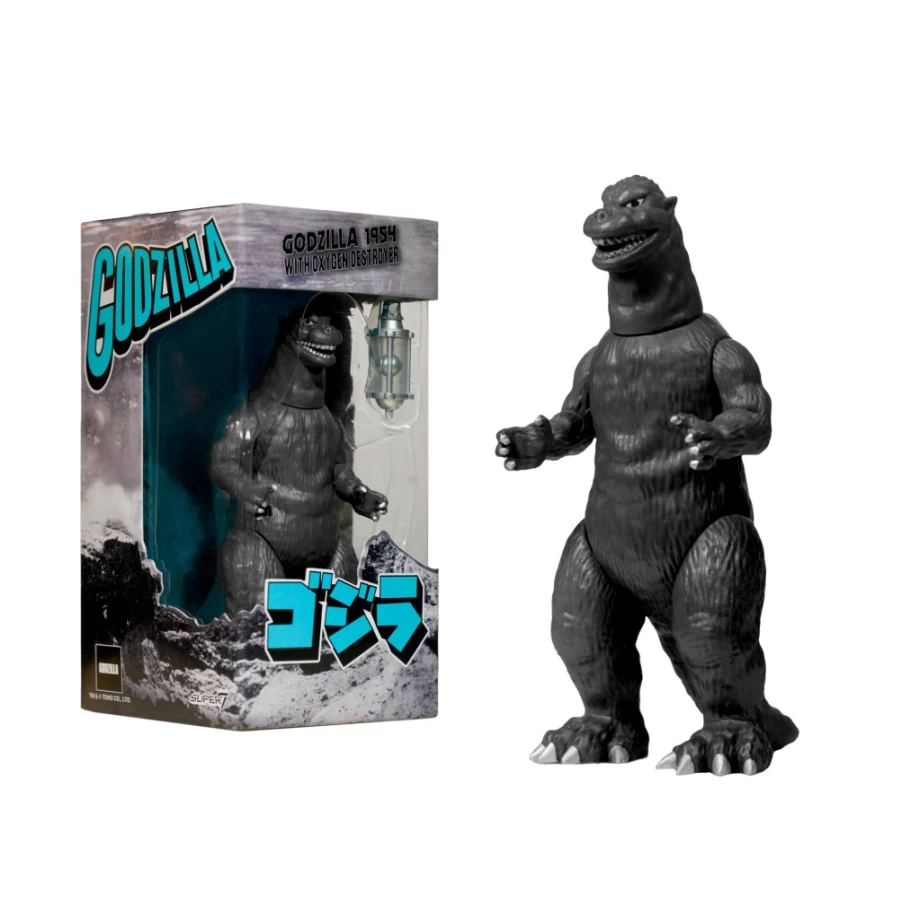 Super7 Nycc 2022 Exclusive Godzilla 1954 Silver Screen Figure with Oxygen Bomb - Toho Reaction Series