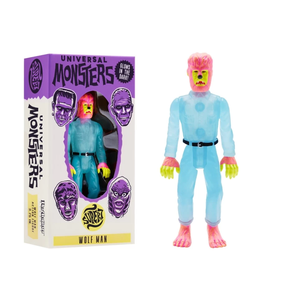 Super7 Universal Monsters Glow-In-The-Dark Wolfman Reaction Figure - Collectible Toy
