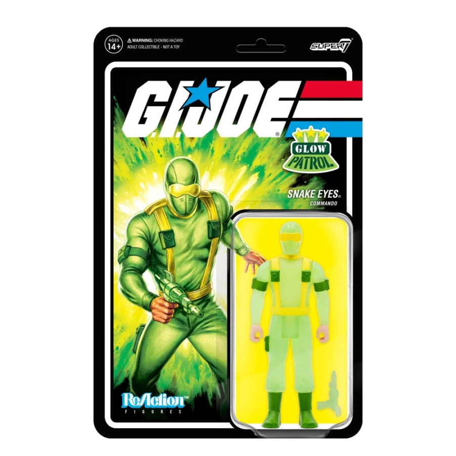 Super7 G.I. Joe Reaction Figure Wave 1B - Snake Eyes (Glow Patrol) Collectible Action Figure