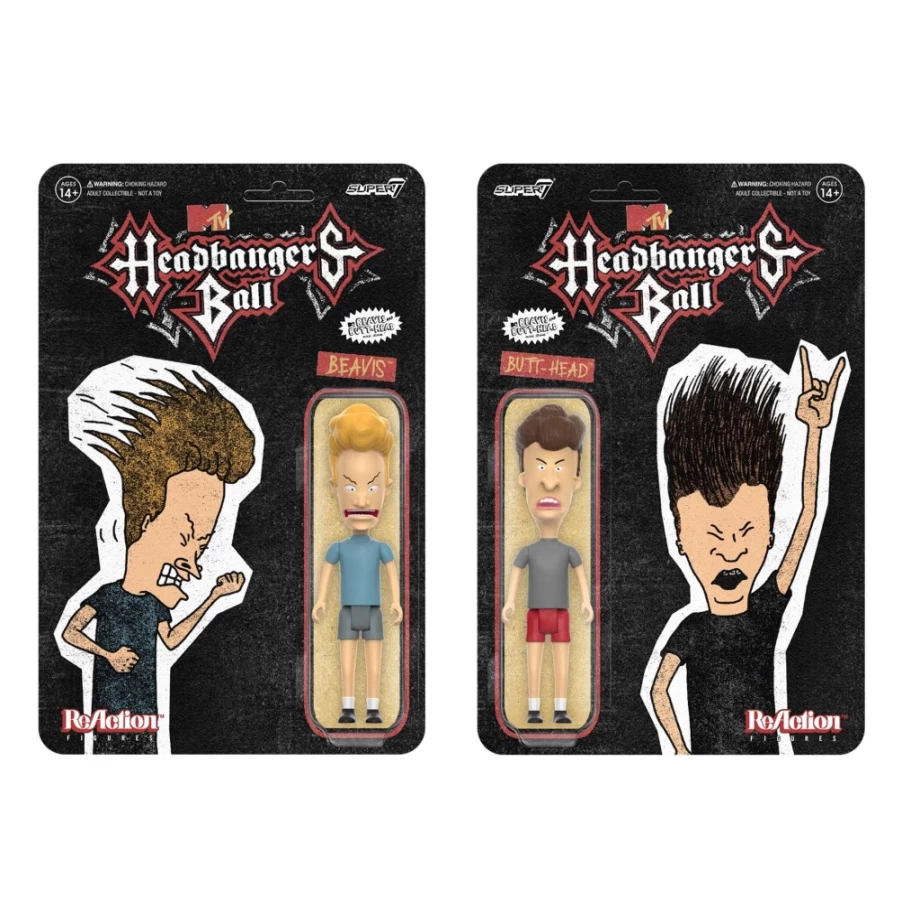 Super7 Beavis and Butt-Head Headbanger's Ball Reaction Figures Set of 2 Collectible Toys