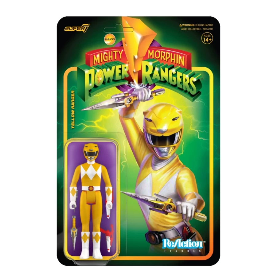 Super7 Mighty Morphin Power Rangers Yellow Ranger Action Figure - Wave 3 Collectible Toy
