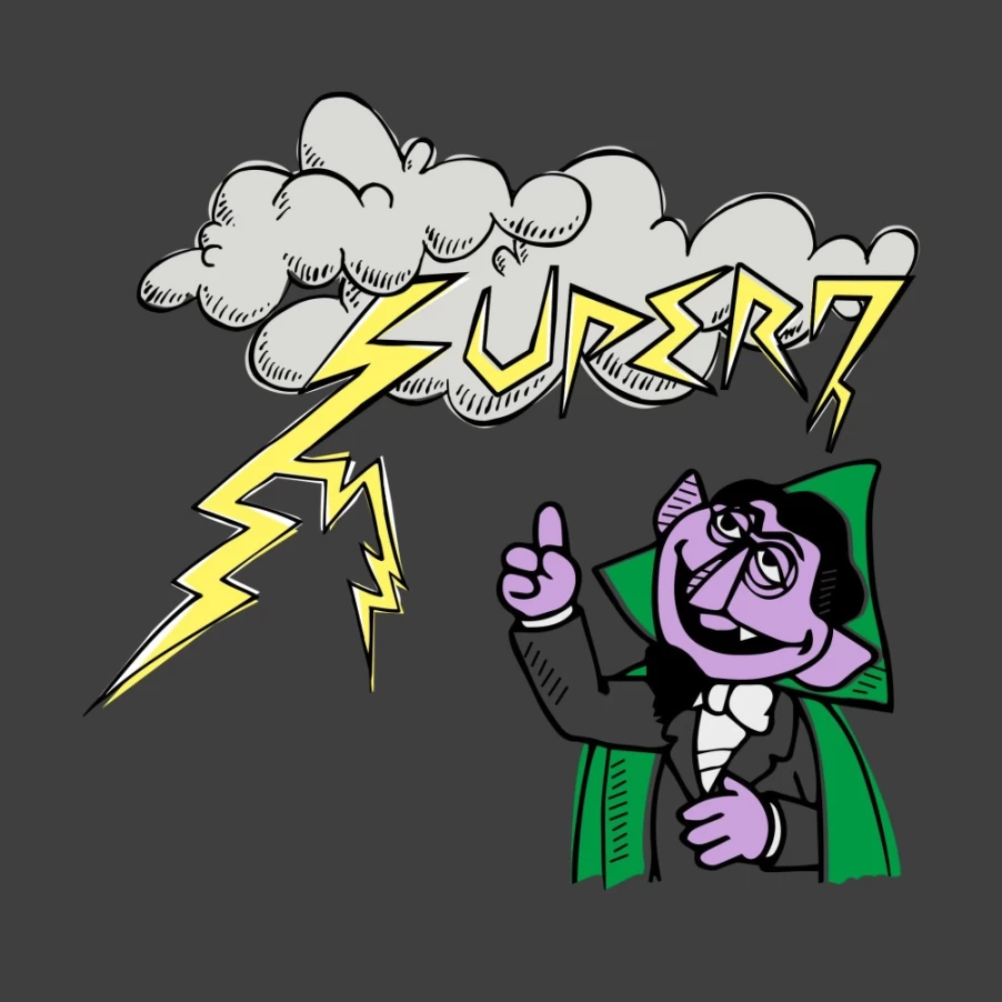 Super7 Sesame Street The Count Storm Graphic T-Shirt for Adults and Kids
