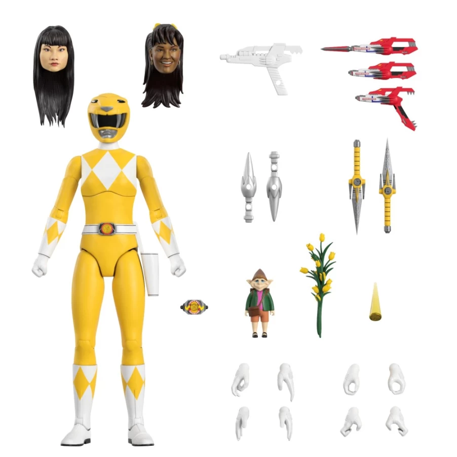 Super7 Mighty Morphin Power Rangers Ultimates Wave 1 Yellow Ranger Action Figure Collectible